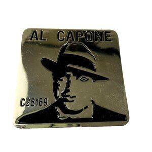 Novelty Interchangeable Belt Buckle Gangster Al Capone Large Silver u